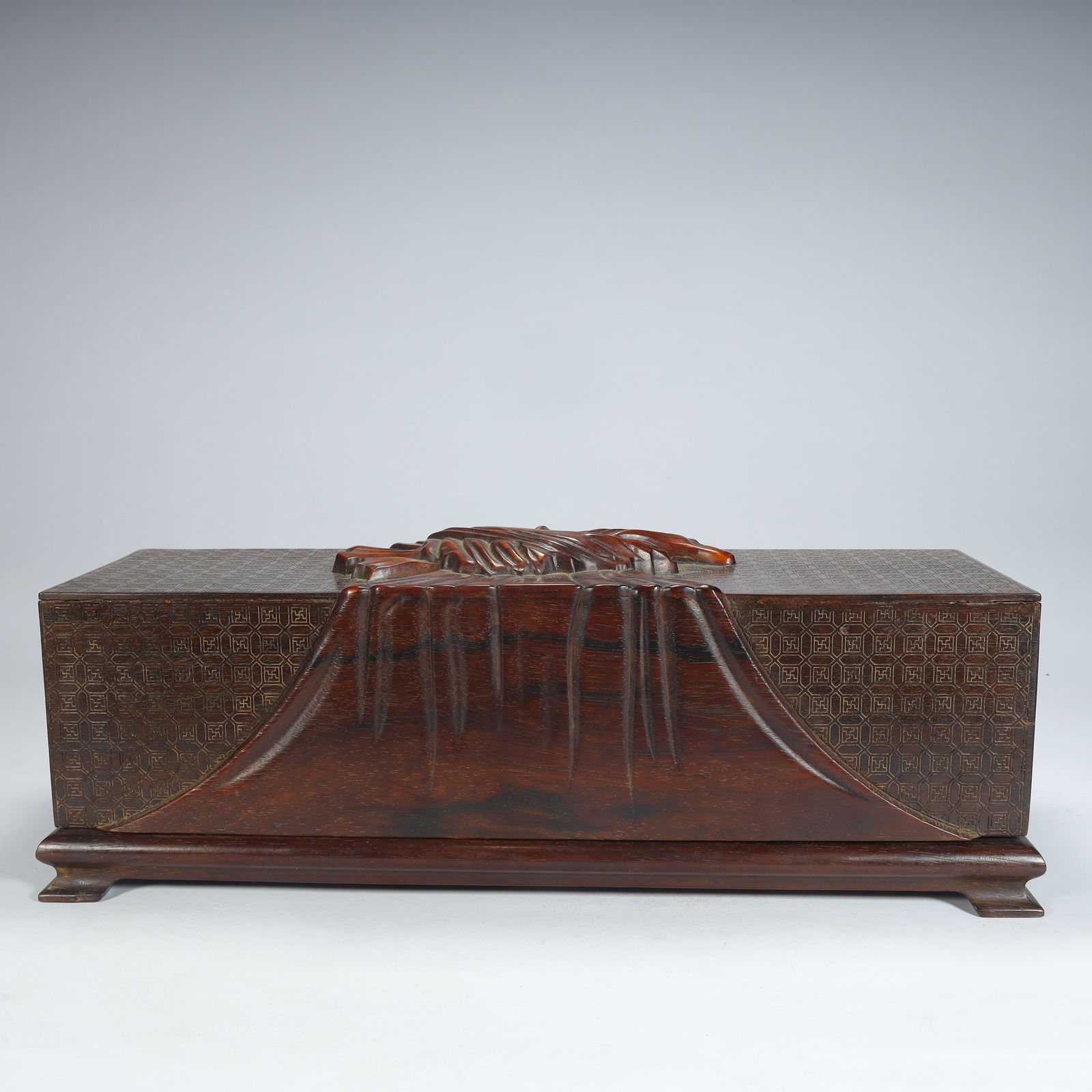 A Qing Dynasty Huanghuali inlaid rosewood bundle pattern study box (1 of 9)
