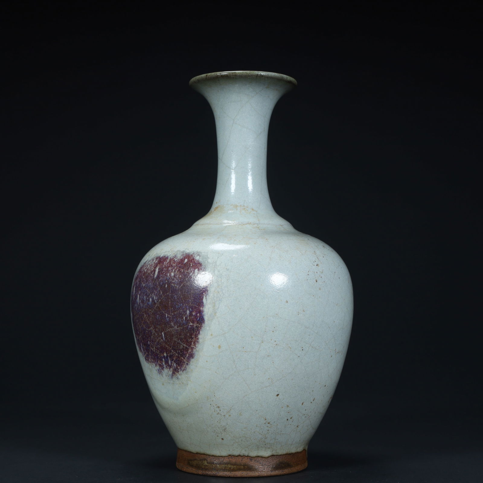 A Qing Dynasty Jun kiln moon white glaze purple spotted bottle (1 of 10)