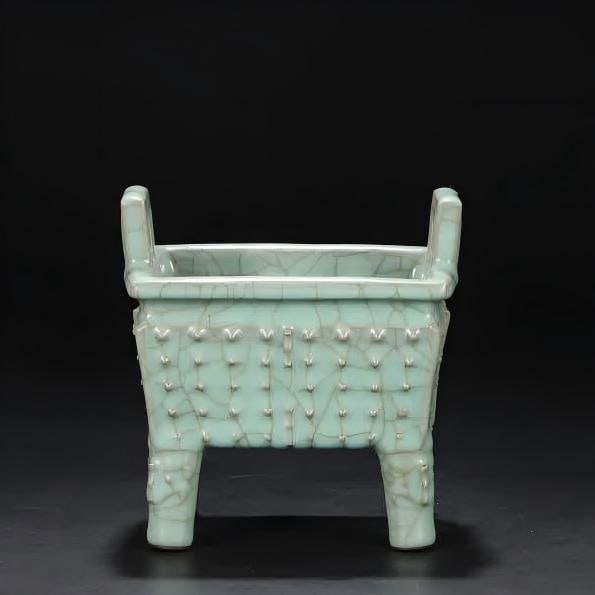 A piece of Southern Song Dynasty official kiln celadon court sacrificial ritual vessel four-square (1 of 6)