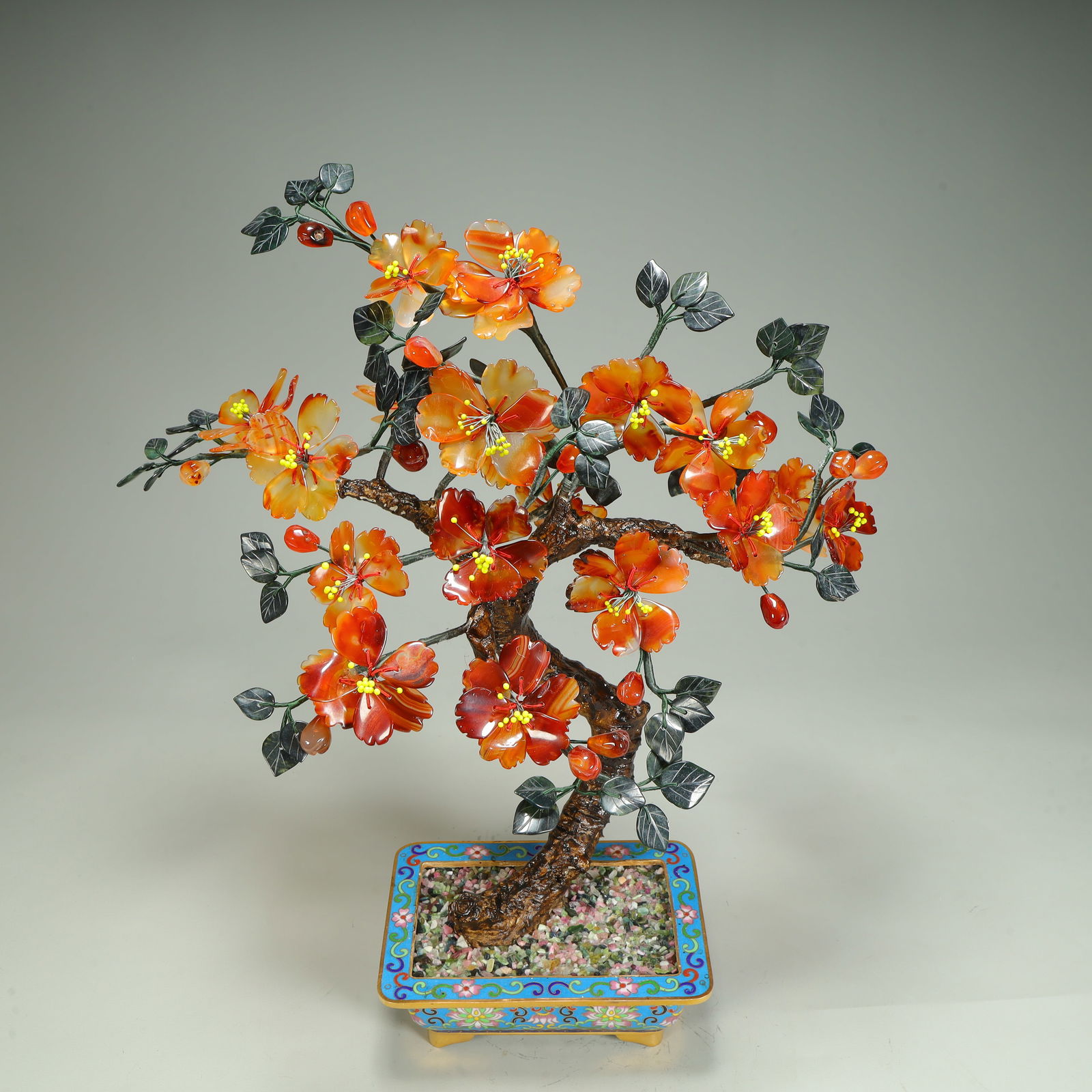 A piece of agate floral cloisonné bonsai ornament (1 of 11)