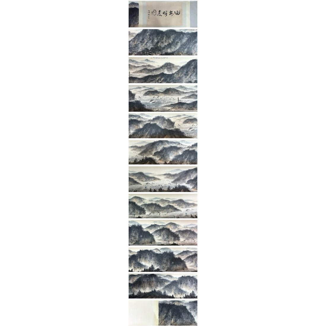 A handscroll of Fu Baoshi's landscape paintings: Fu Baoshi's landscape painting handscroll SIZE: Core:60x1060cm (The Dimensions Of All Batches Are Manually Measured.If You Need More Detailed Information, Please Contact Our Customer Service Before Bi