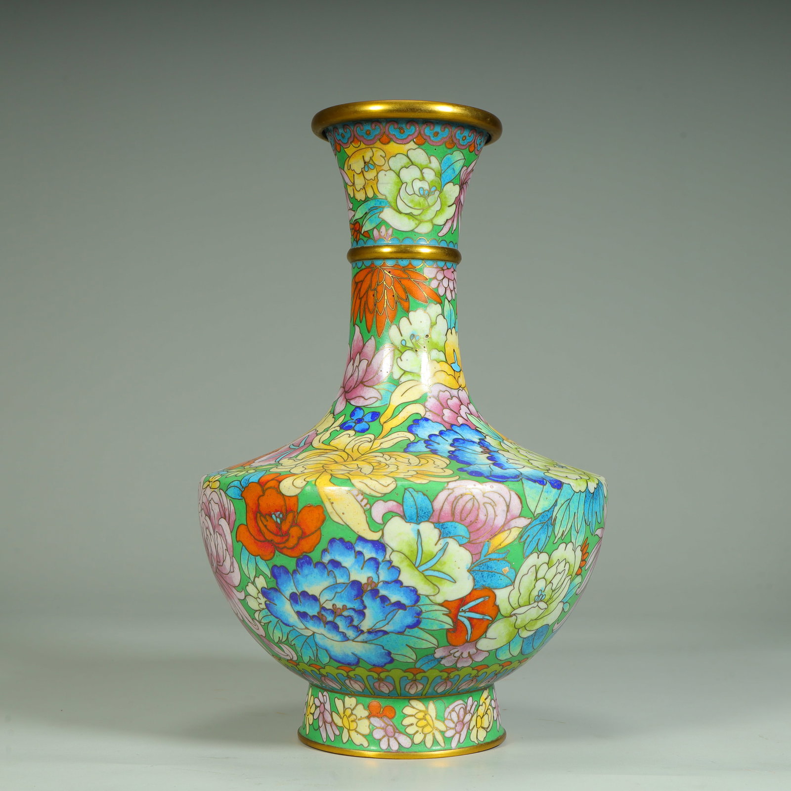 A copper-tired cloisonné enamel flower without revealing the ground pattern bottle (1 of 10)