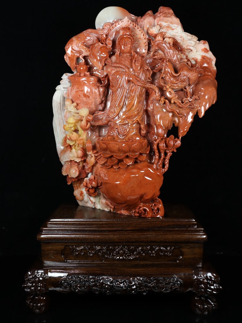 A beautiful Shoushan stone carved figure ornament (1 of 9)