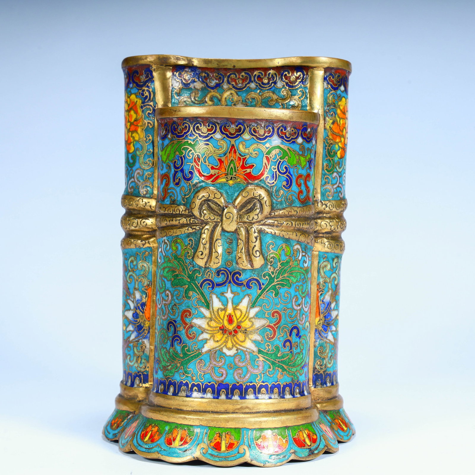 A fine copper tired cloisonn é enamel multi-grid pen holder (1 of 11)