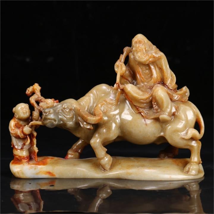 A Qing Dynasty Hetian jade mountain material carving purple qi east ornament: Qing Dynasty's Hetian jade mountain material carving purple qi east ornament Size:27.5x9.5x18.5cm W:3705g (The Dimensions Of All Batches Are Manually Measured.If You Need More Detailed Information, Pl