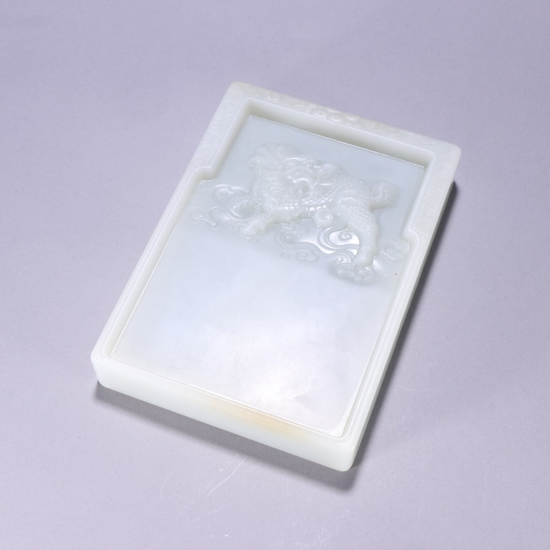 A Qing Dynasty Hotan area seed material Qilin inkstone: Qing Dynasty Hotan area seed material Qilin inkstone Size:W:13.9×10cm W:750g (The Dimensions Of All Batches Are Manually Measured.If You Need More Detailed Information, Please Contact Our Customer Se