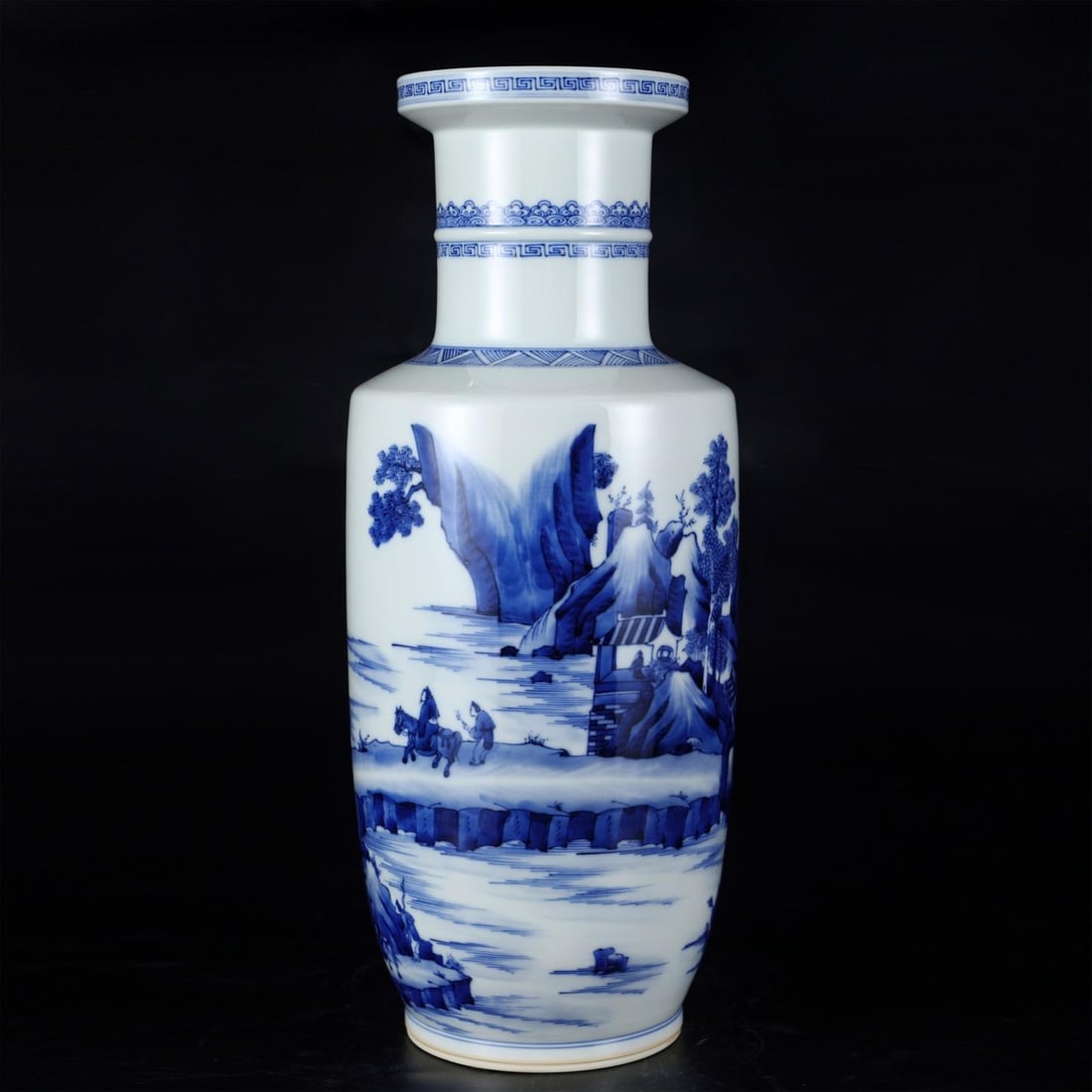 A beautiful blue and white landscape figure mallet bottle (1 of 9)