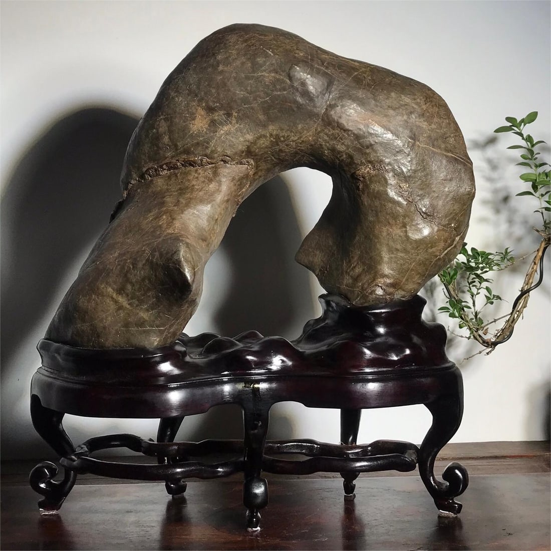 A beautiful Taihu Lake stone in the canglang: Exquisite Taihu Lake stone in the waves Size:L:40cm W:35cm T:18cm (The Dimensions Of All Batches Are Manually Measured.If You Need More Detailed Information, Please Contact Our Customer Service Before