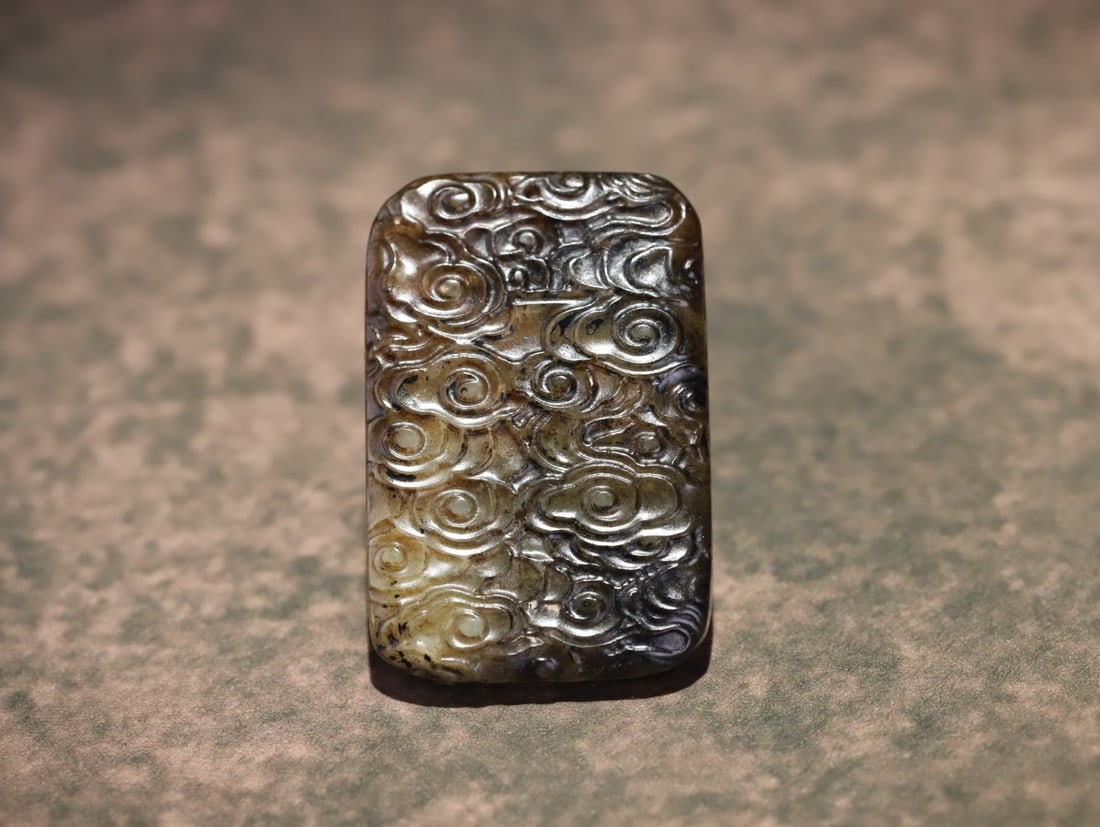 A beautiful ancient jade auspicious cloud pattern plaque - 3