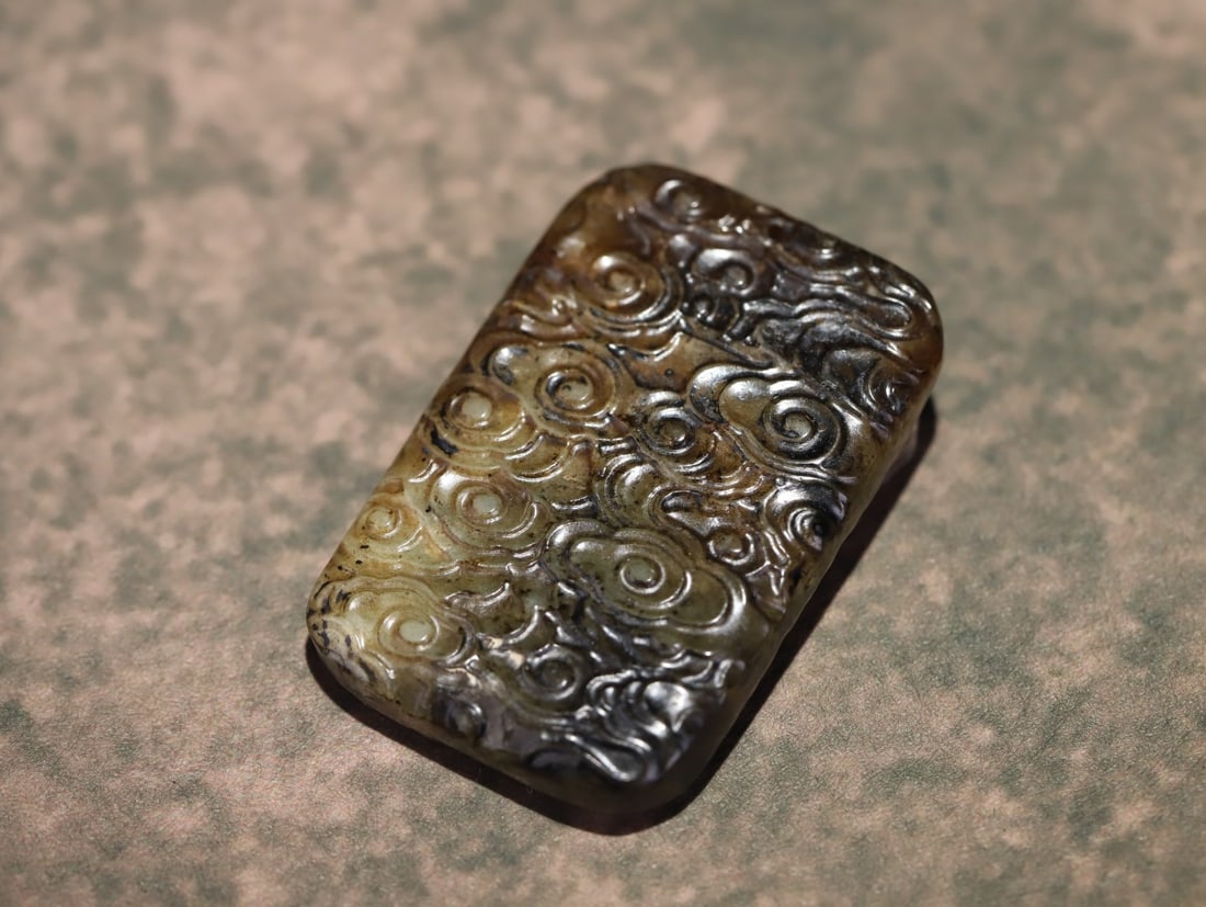 A beautiful ancient jade auspicious cloud pattern plaque - 6