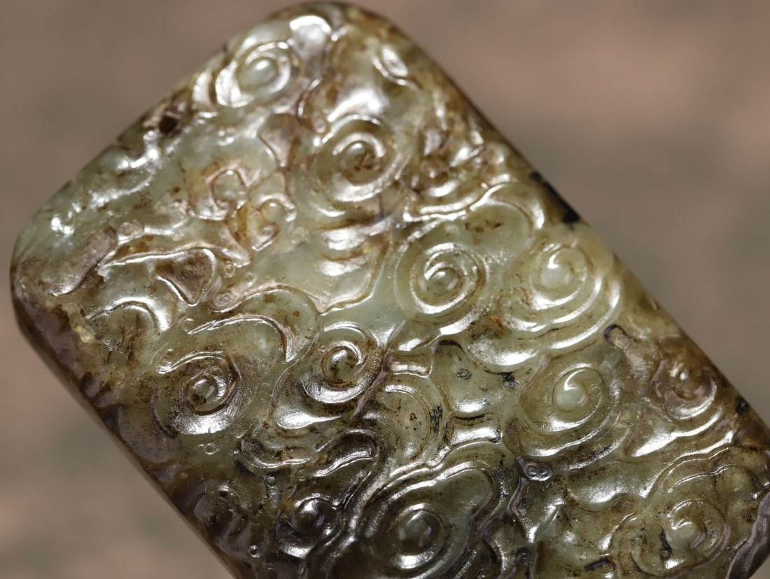 A beautiful ancient jade auspicious cloud pattern plaque - 8