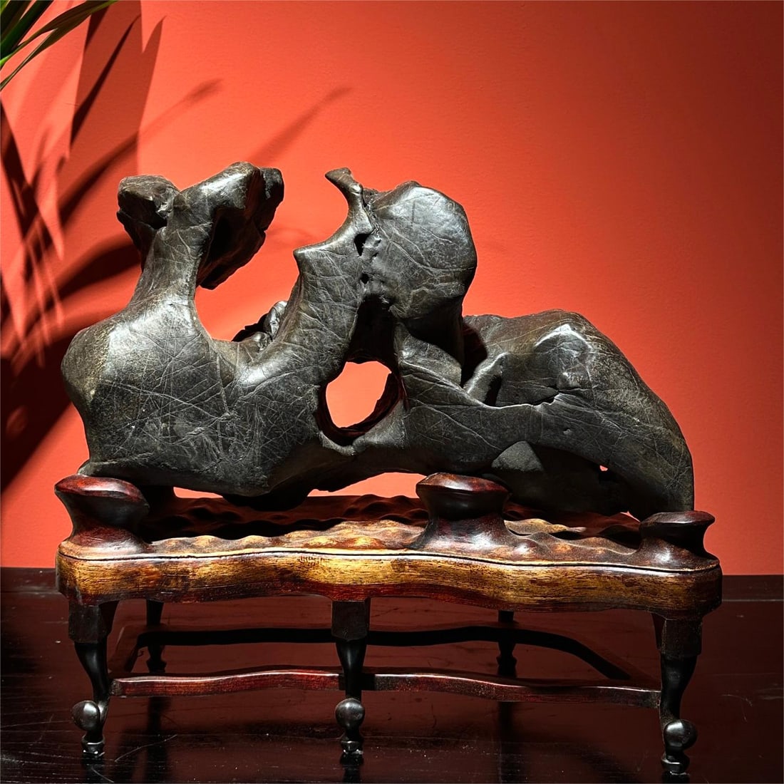 A piece of exquisite Taihu stone: Exquisite Taihu Lake stone Size:L:48cm H:42cm T:18cm (The Dimensions Of All Batches Are Manually Measured.If You Need More Detailed Information, Please Contact Our Customer Service