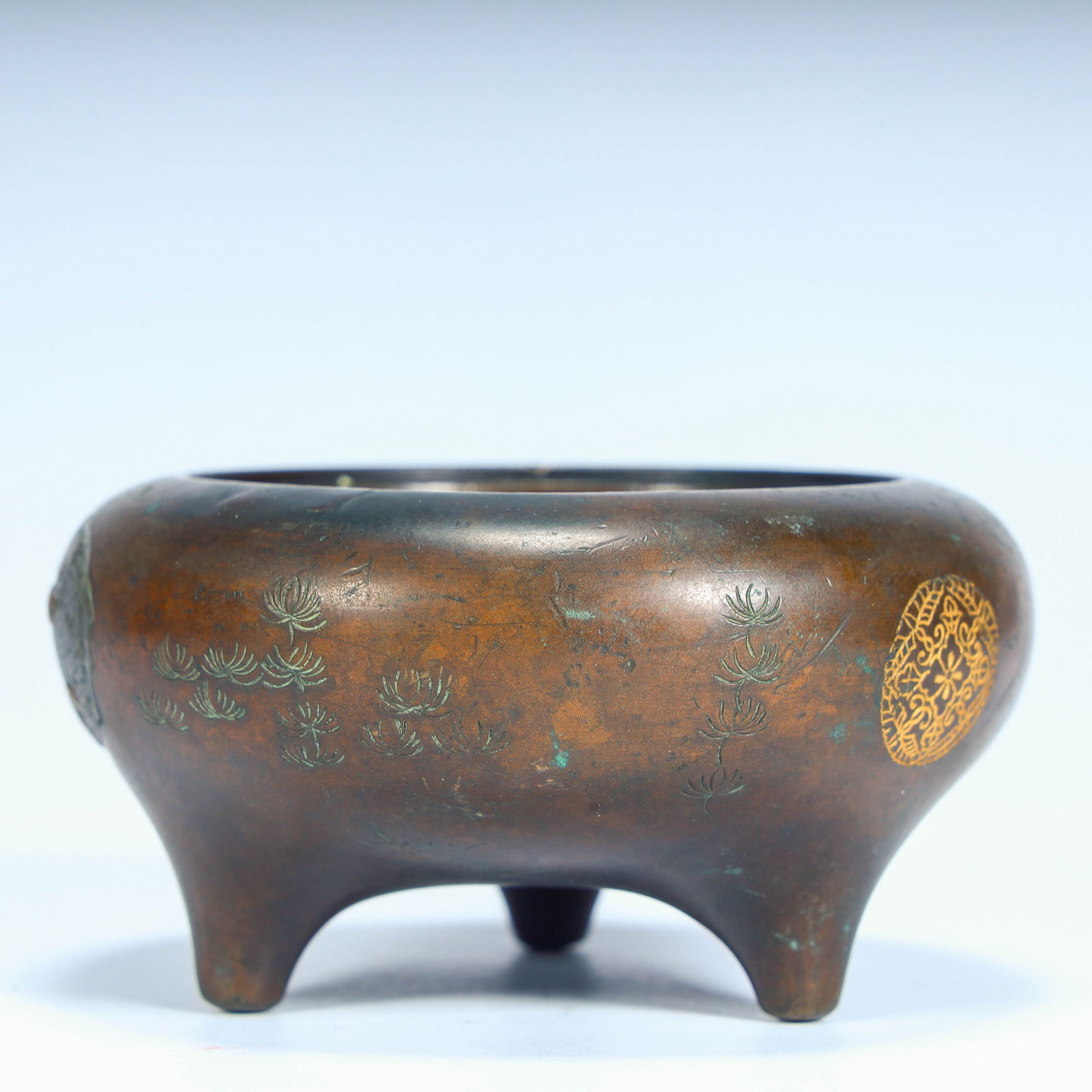 A beautiful wrong anemone fish pattern copper incense burner - 2