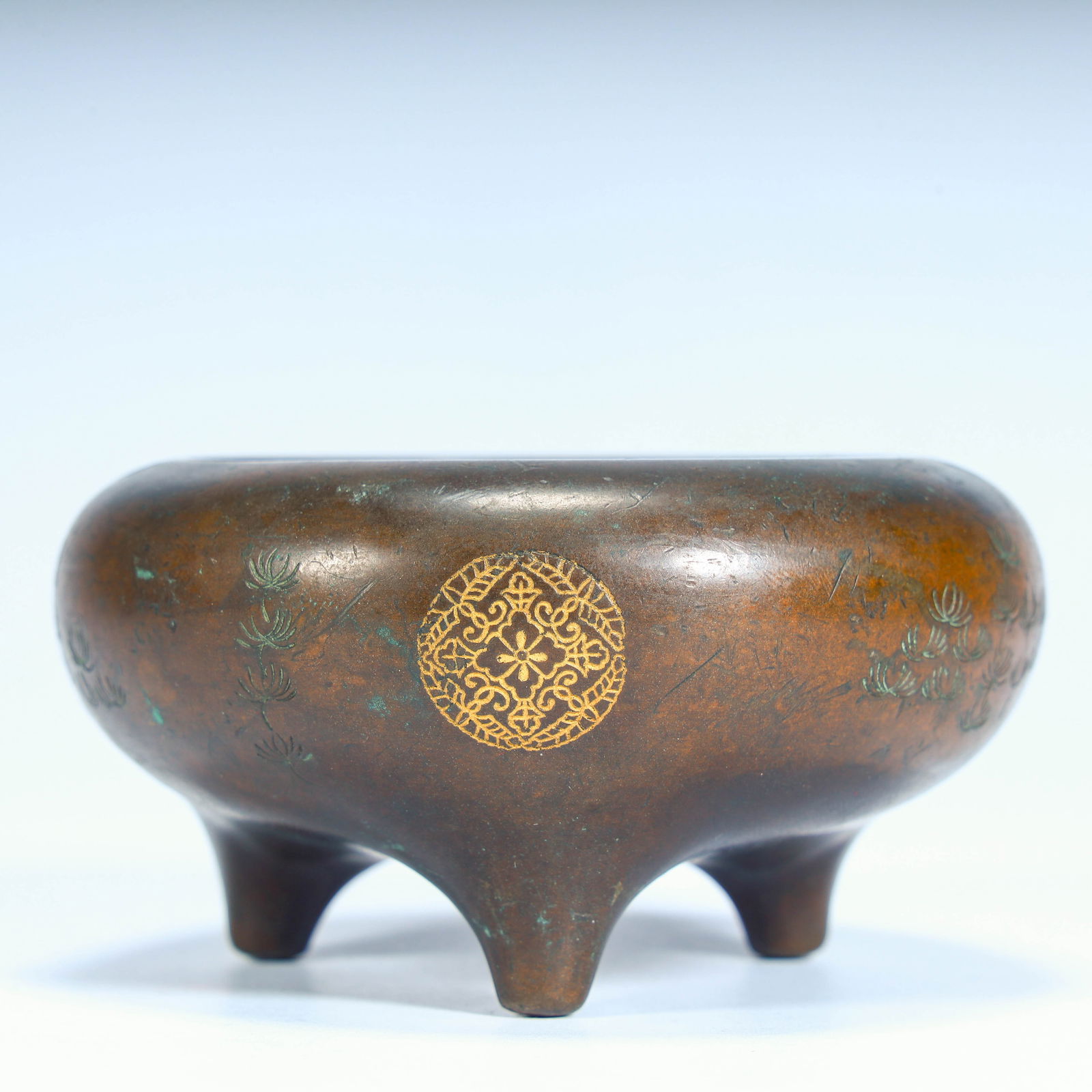 A beautiful wrong anemone fish pattern copper incense burner - 4