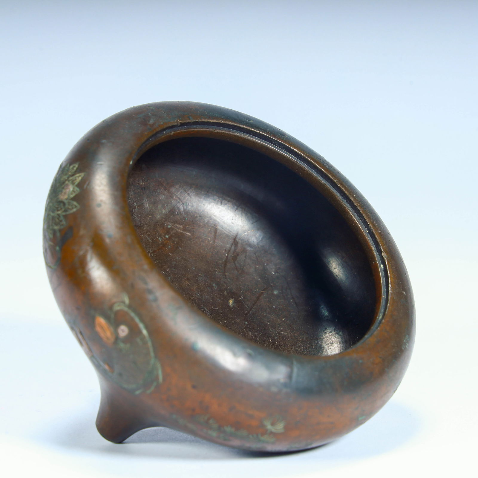 A beautiful wrong anemone fish pattern copper incense burner - 6