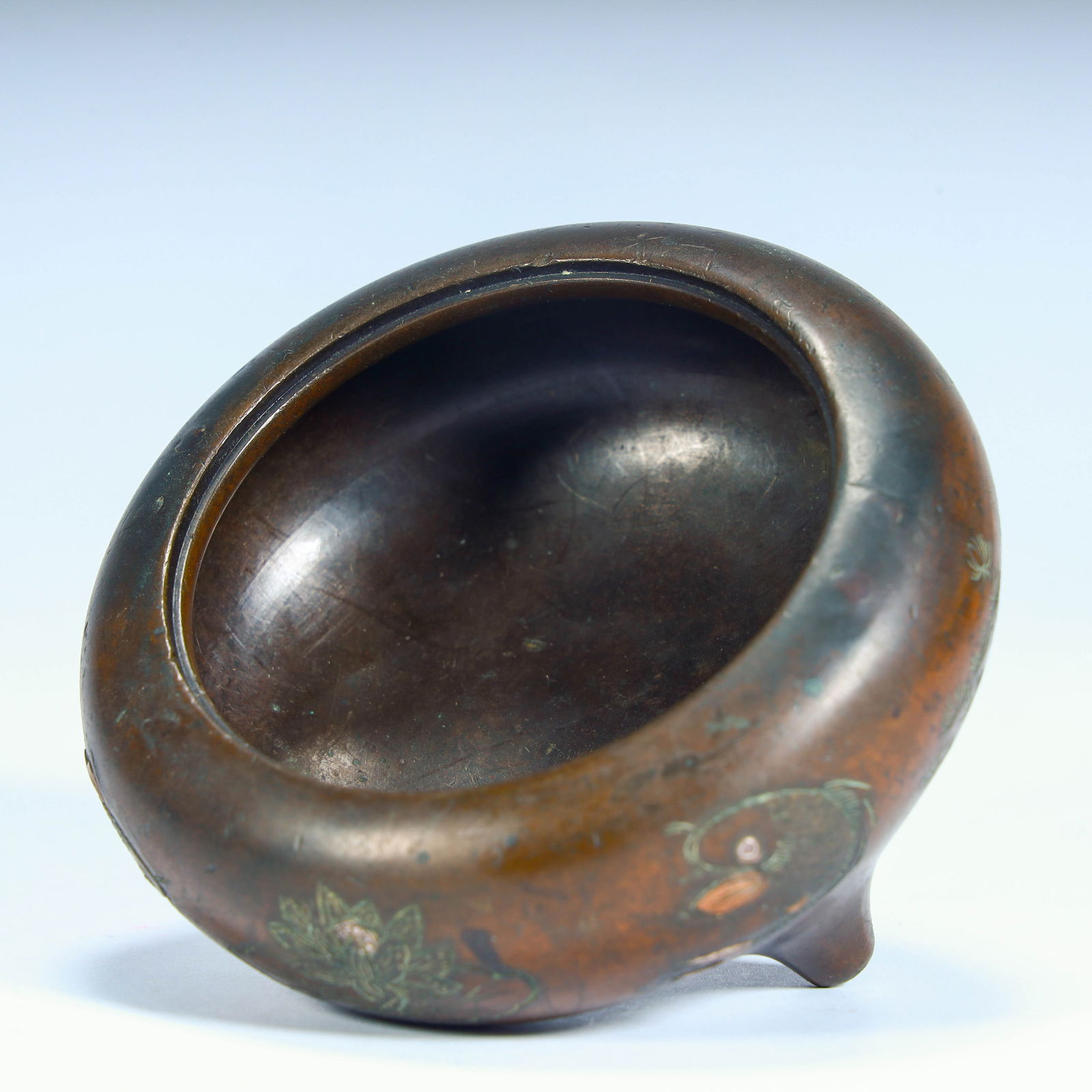 A beautiful wrong anemone fish pattern copper incense burner - 7