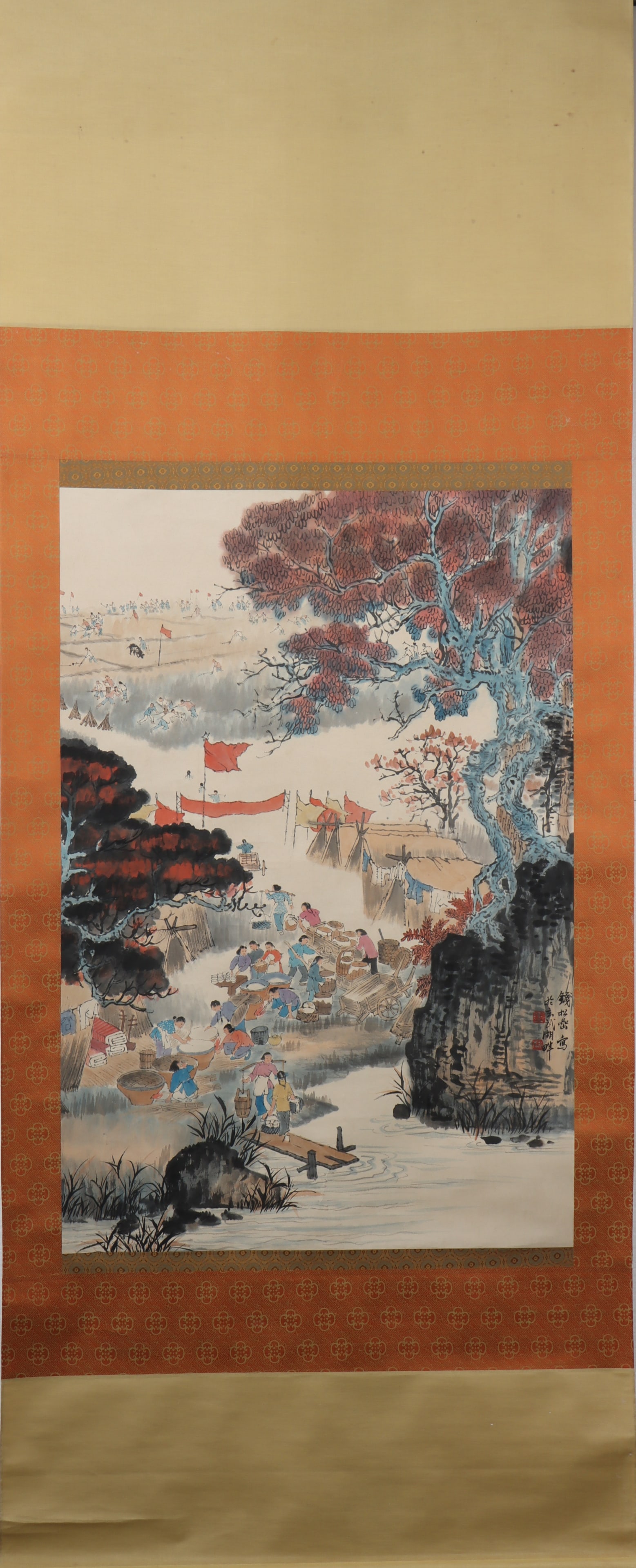 A Chinese Vertical Scroll Ink Painting of Character and Story on Paper: A Chinese Vertical Scroll Ink Painting of Character and Story on Paper Qian songyan Size:94cmx63cm (The Dimensions Of All Batches Are Manually Measured.If You Need More Detailed Information, Please Co