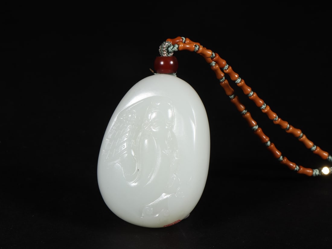 An Exquisite White Jade Figure Pattern Brand (1 of 9)