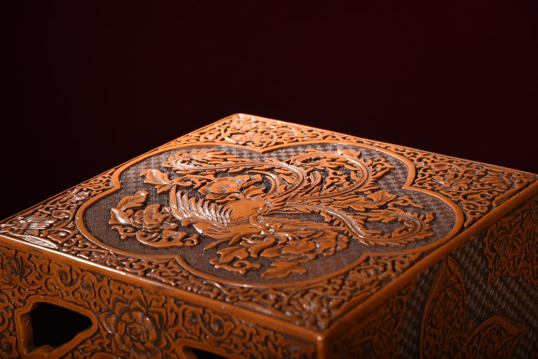 An Exquisite Carved Red Lacquer Flower Pattern Phoenix Pattern Box - 4