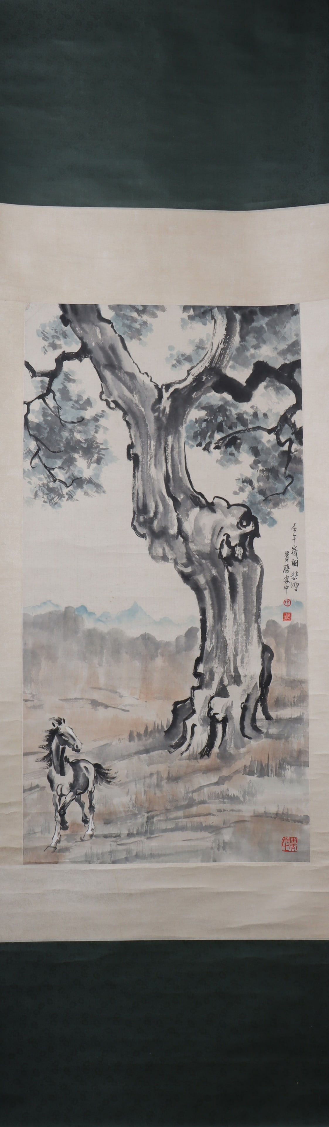 A Chinese Vertical Scroll Ink Painting of Horse on Paper (1 of 6)