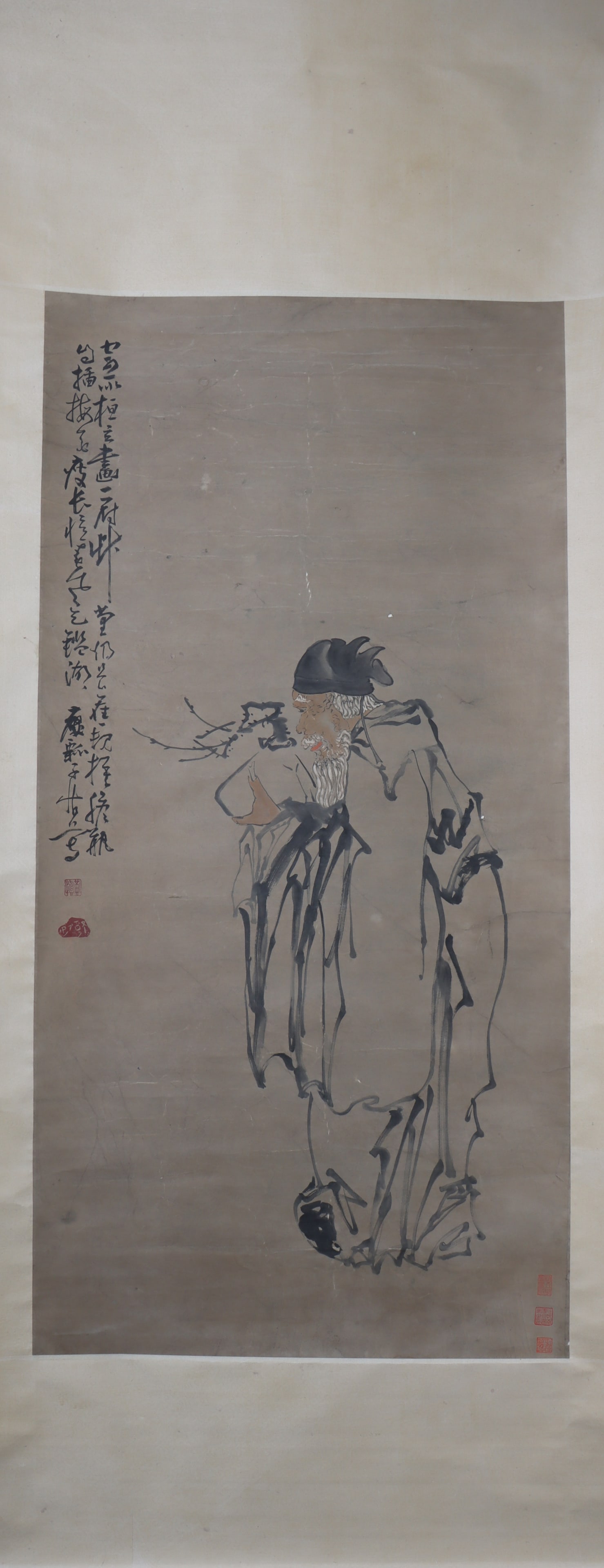 A Chinese Vertical Scroll Ink Painting of Figure on Paper (1 of 5)