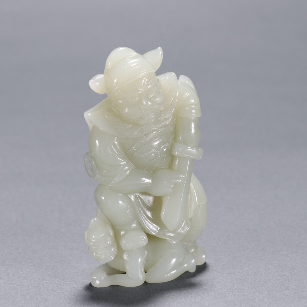 An Exquisite White Jade Figure Ornament: An Exquisite White Jade Figure Ornament Qing Dynasty, China Size:8.3cmx4.7cm Weight:128.9g (The Dimensions Of All Batches Are Manually Measured.If You Need More Detailed Information, Please Contact Ou