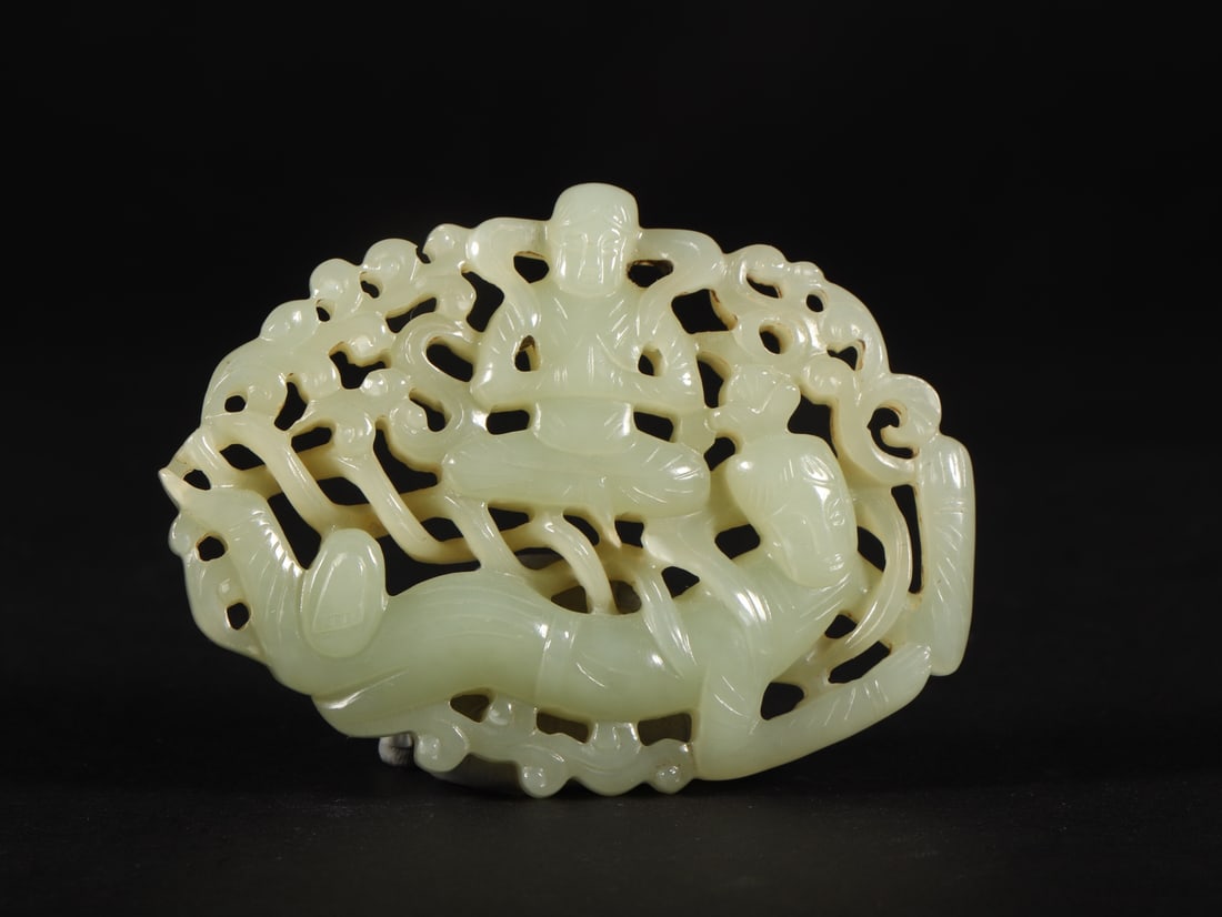 An Exquisite White Jade Character and Story Pattern Ornament (1 of 9)