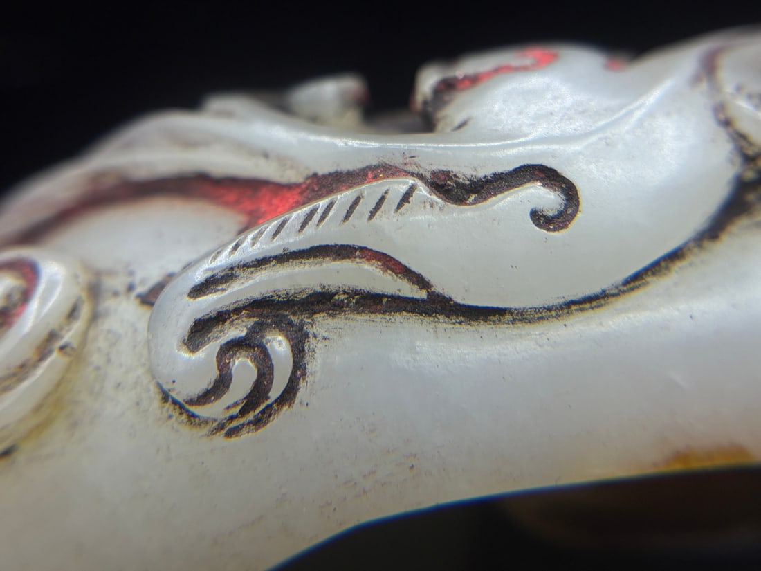 An Exquisite White Jade Dragon Pattern Hook - 7