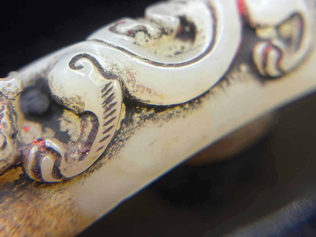 An Exquisite White Jade Dragon Pattern Hook - 8