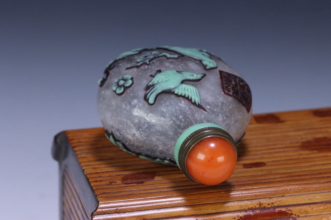 An Exquisite Glass Flower and Bird Pattern Snuff Bottle - 8