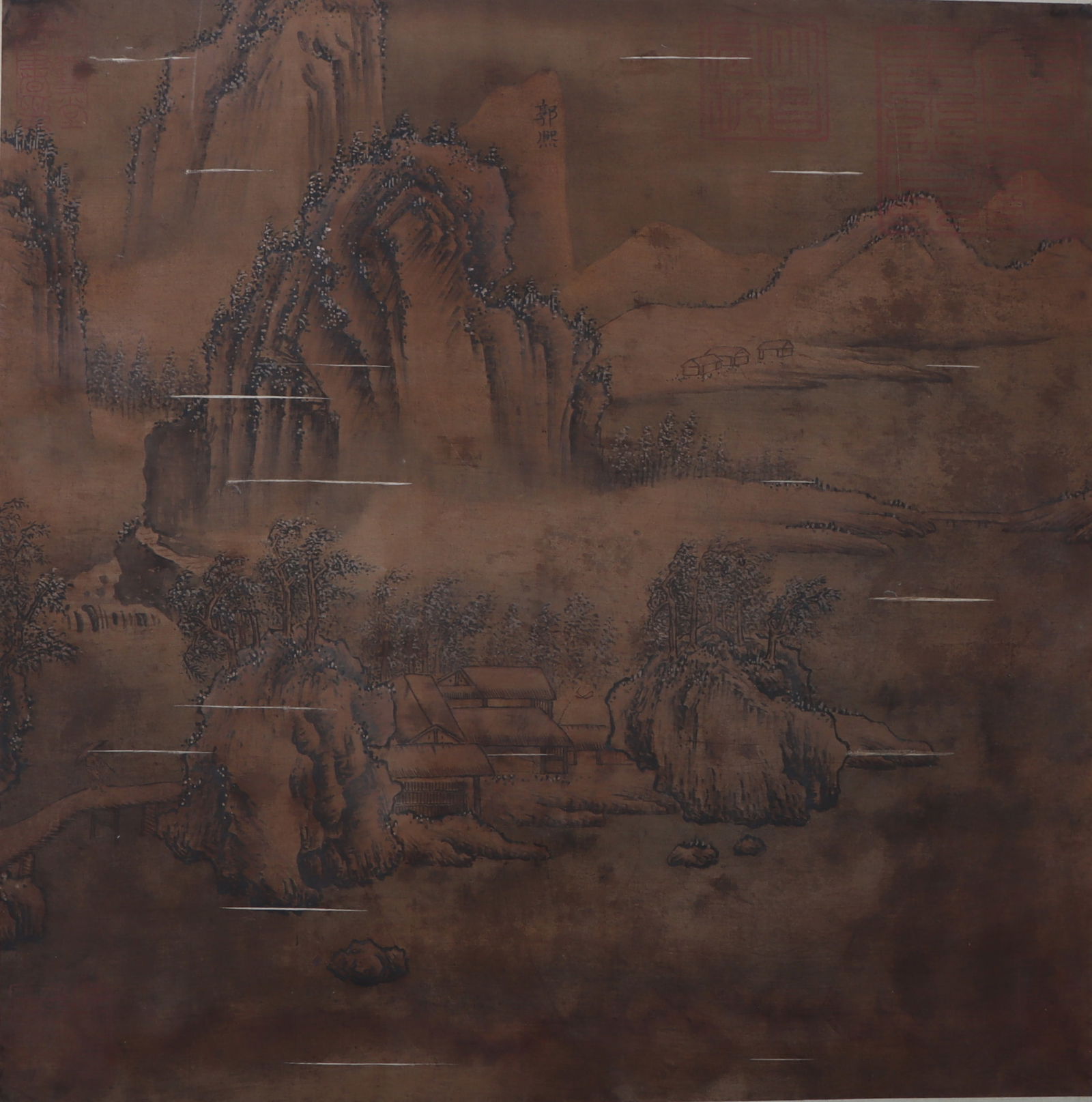 An Fabulous Chinese Ink Landscape By Silk: An Fabulous Chinese Ink Landscape By Silk Guo xi Size:36cmx36cm (The Dimensions Of All Batches Are Manually Measured.If You Need More Detailed Information, Please Contact Our Customer Service Before B