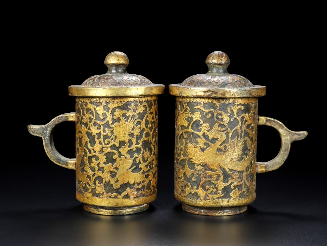 An Exquisite White Jade Gilt Lotus Pattern Phoenix Pattern Cup (1 of 9)