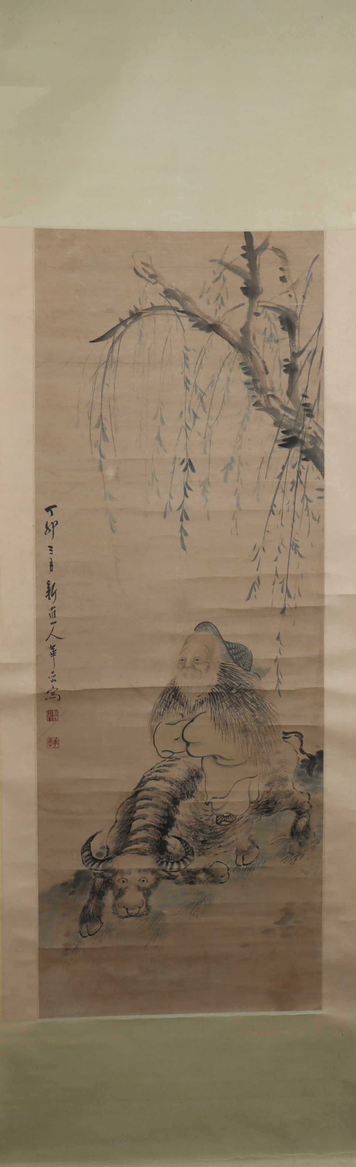 A Chinese Vertical Scroll Ink Painting of Character and Story on Paper (1 of 5)