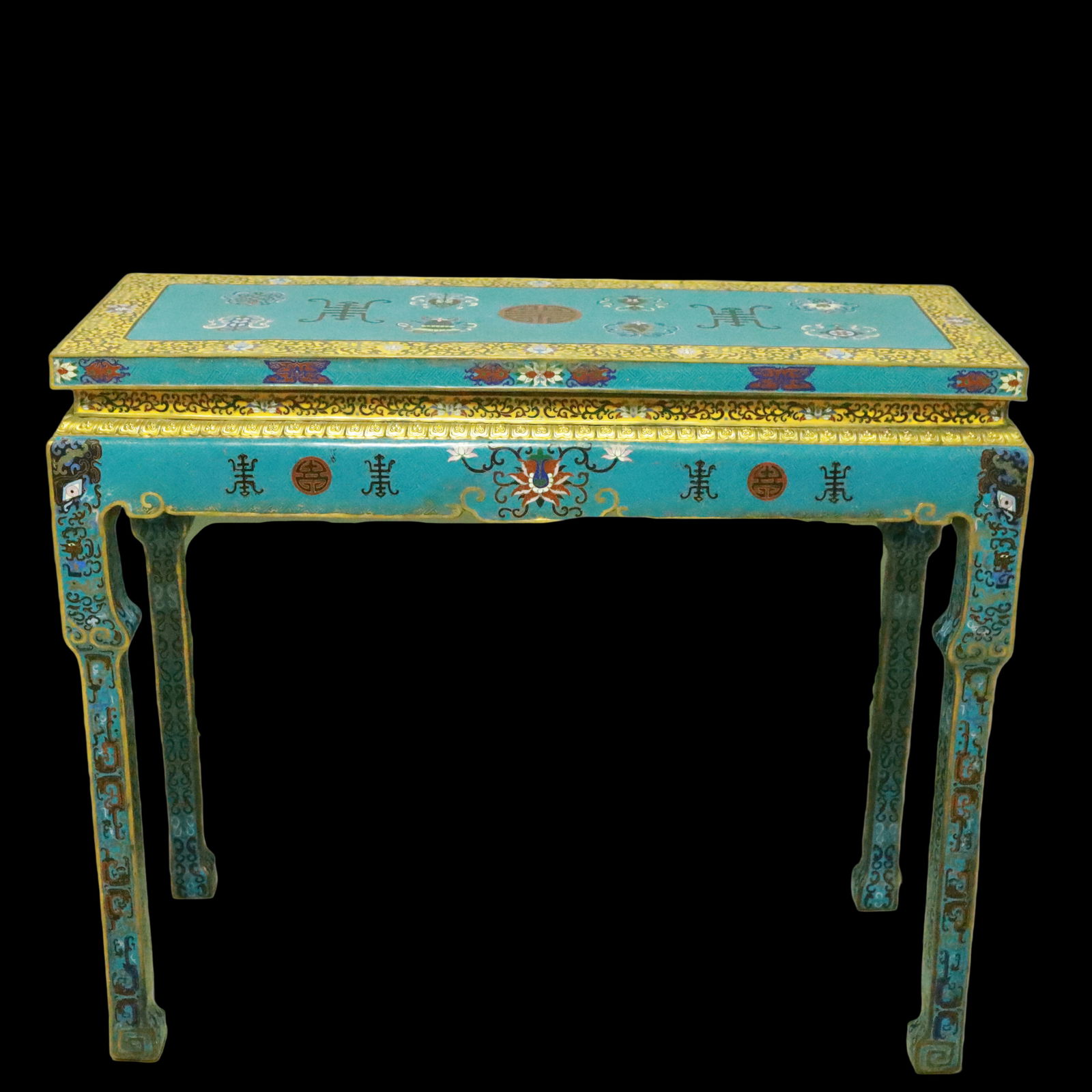 An Exquisite Cloisonne Beast-Face Pattern Bats and Peach Pattern Eight Treasures Pattern Table (1 of 20)