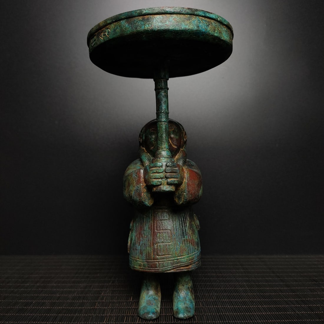 An Exquisite Bronze With Inscription Figure-Shaped Candlestick (1 of 9)