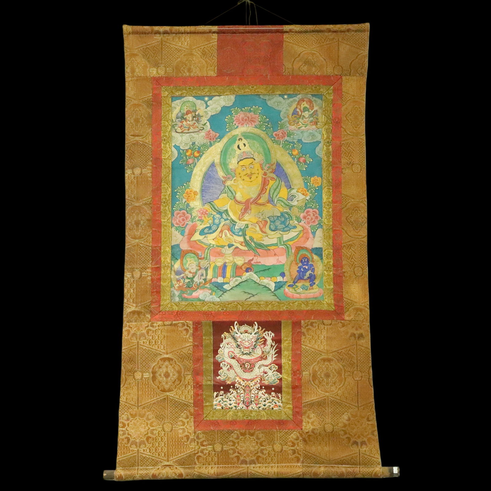 An Exquisite Brocade Painted Color Statue of Mammon Tangka (1 of 10)