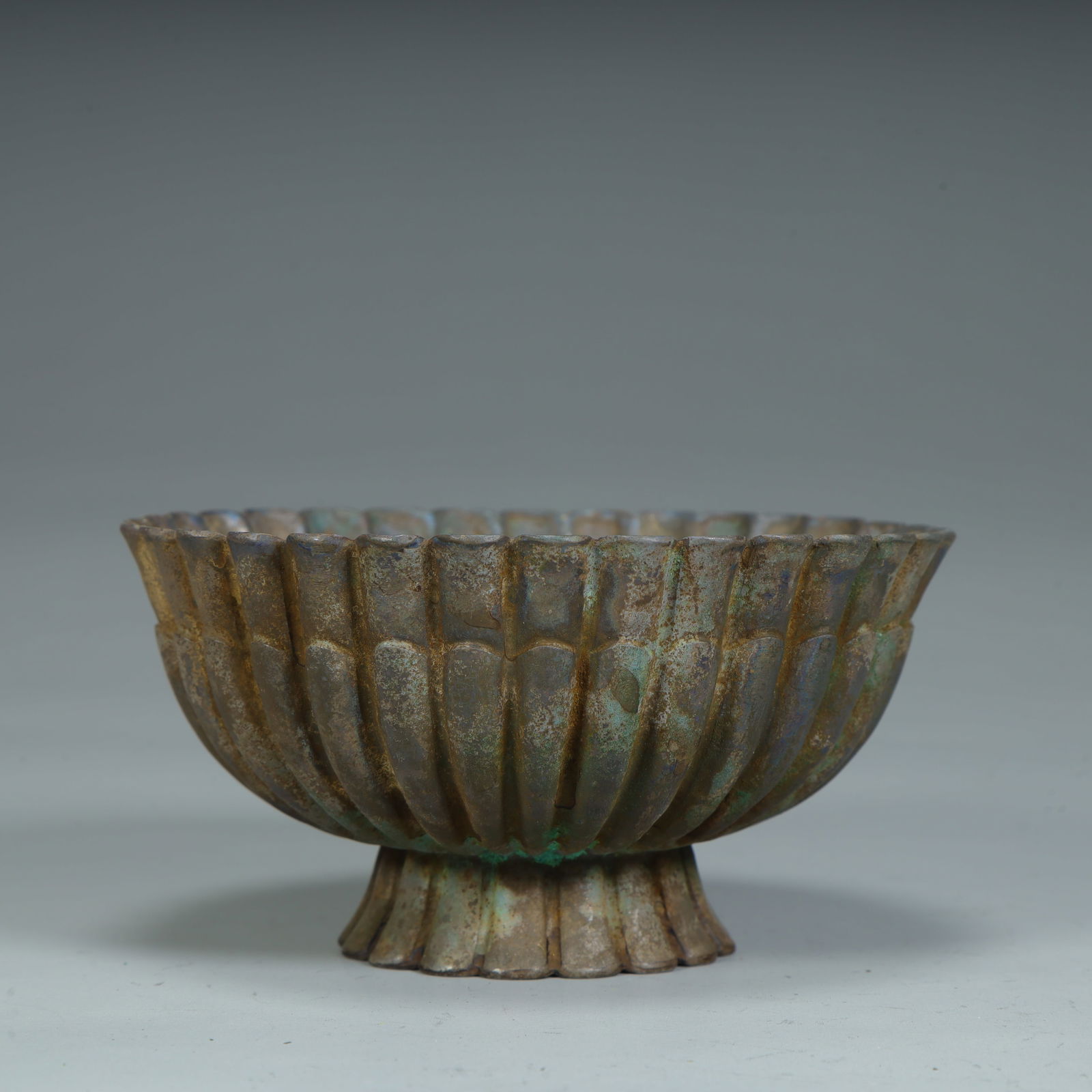 A Qing Dynasty copper lotus pattern tall bowl (1 of 9)
