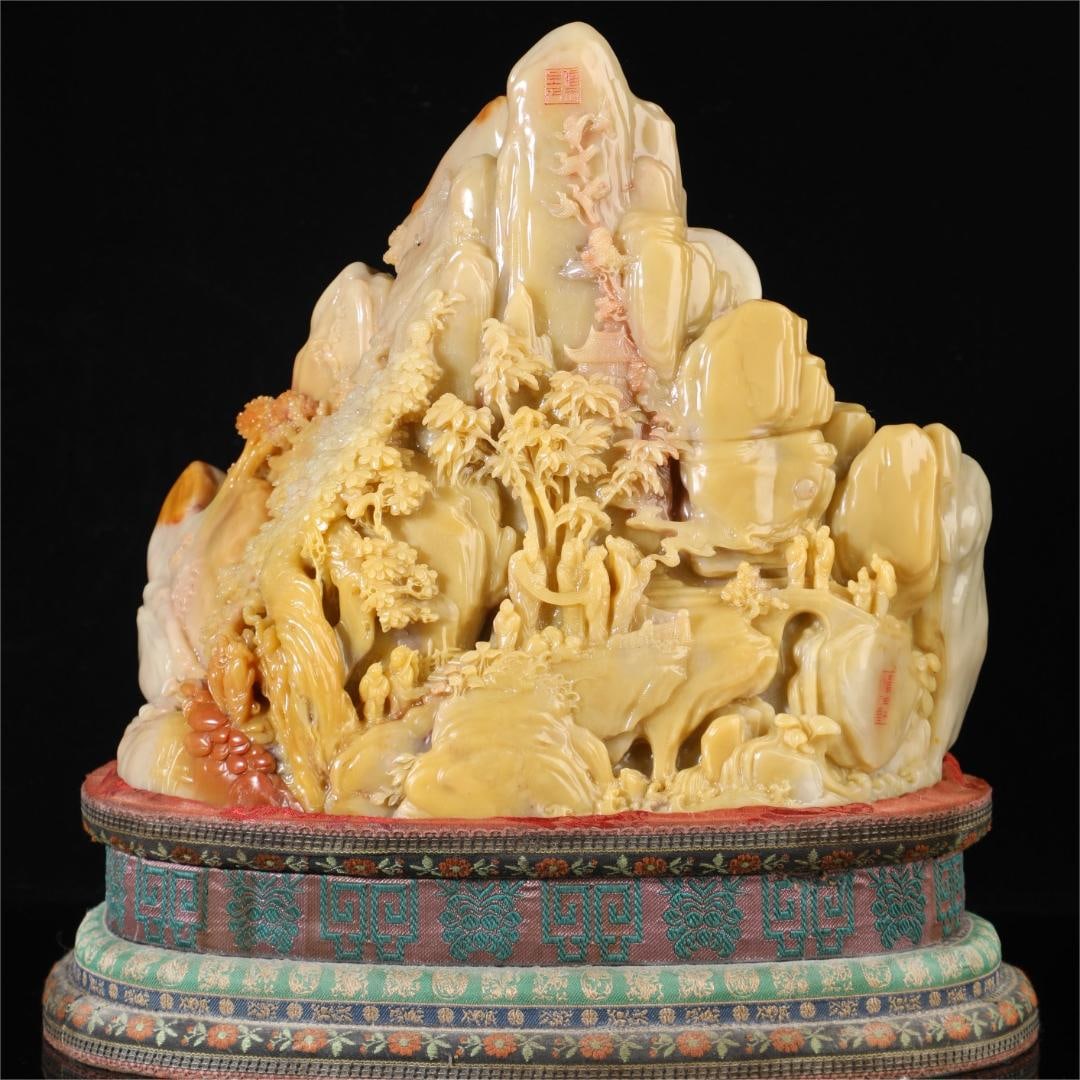 A beautiful Shoushan Shitian Huang character story Shanzi ornament: Exquisite Shoushan Shitian Huang character story Shanzi ornament Size:W:13.15kgH:30cmW:32cm (The Dimensions Of All Batches Are Manually Measured.If You Need More Detailed Information, Please Contact O