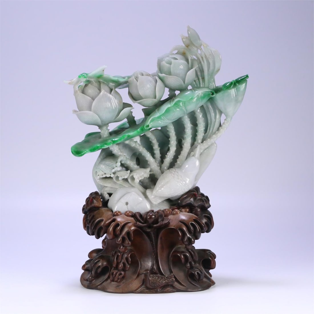 A beautiful natural jade lotus fun mountain ornament (1 of 10)