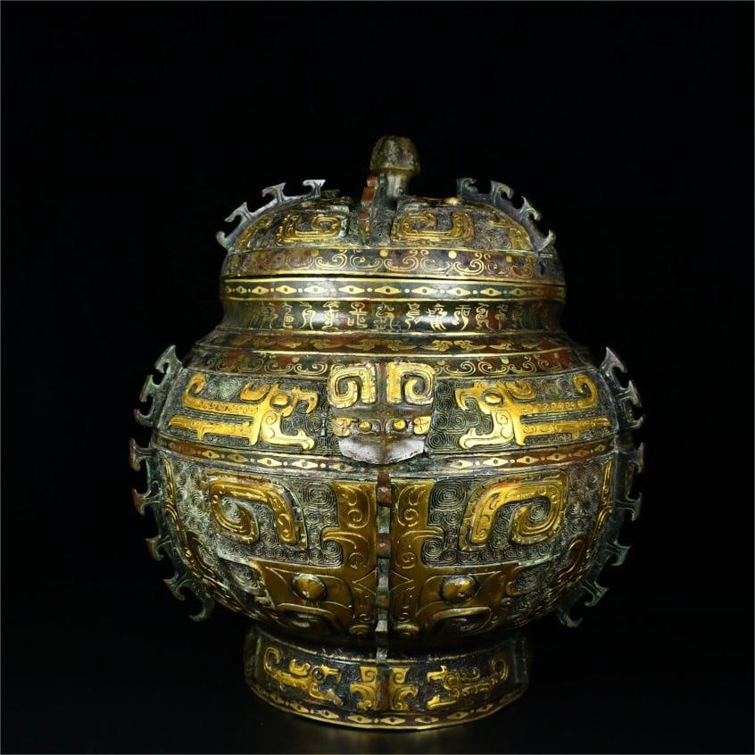 A bronze gold round bowl from the Warring States period (1 of 9)