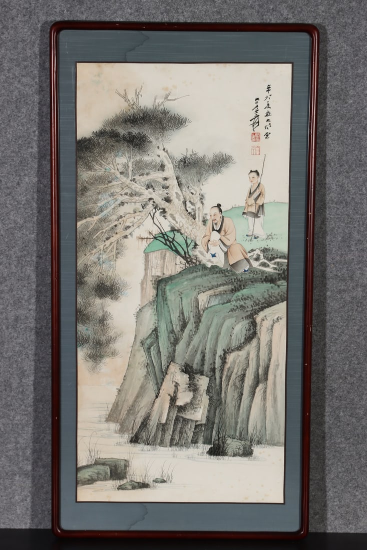 A picture of Zhang Daqian's landscape master: Zhang Daqian's landscape high student Size:79×37cm (The Dimensions Of All Batches Are Manually Measured.If You Need More Detailed Information, Please Contact Our Customer Service