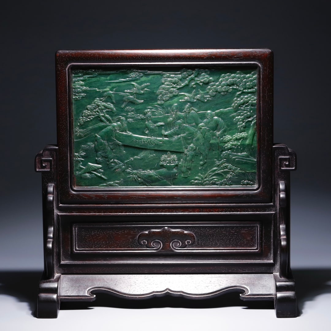 A beautiful Hetian jasper immortal birthday poem insert (1 of 8)