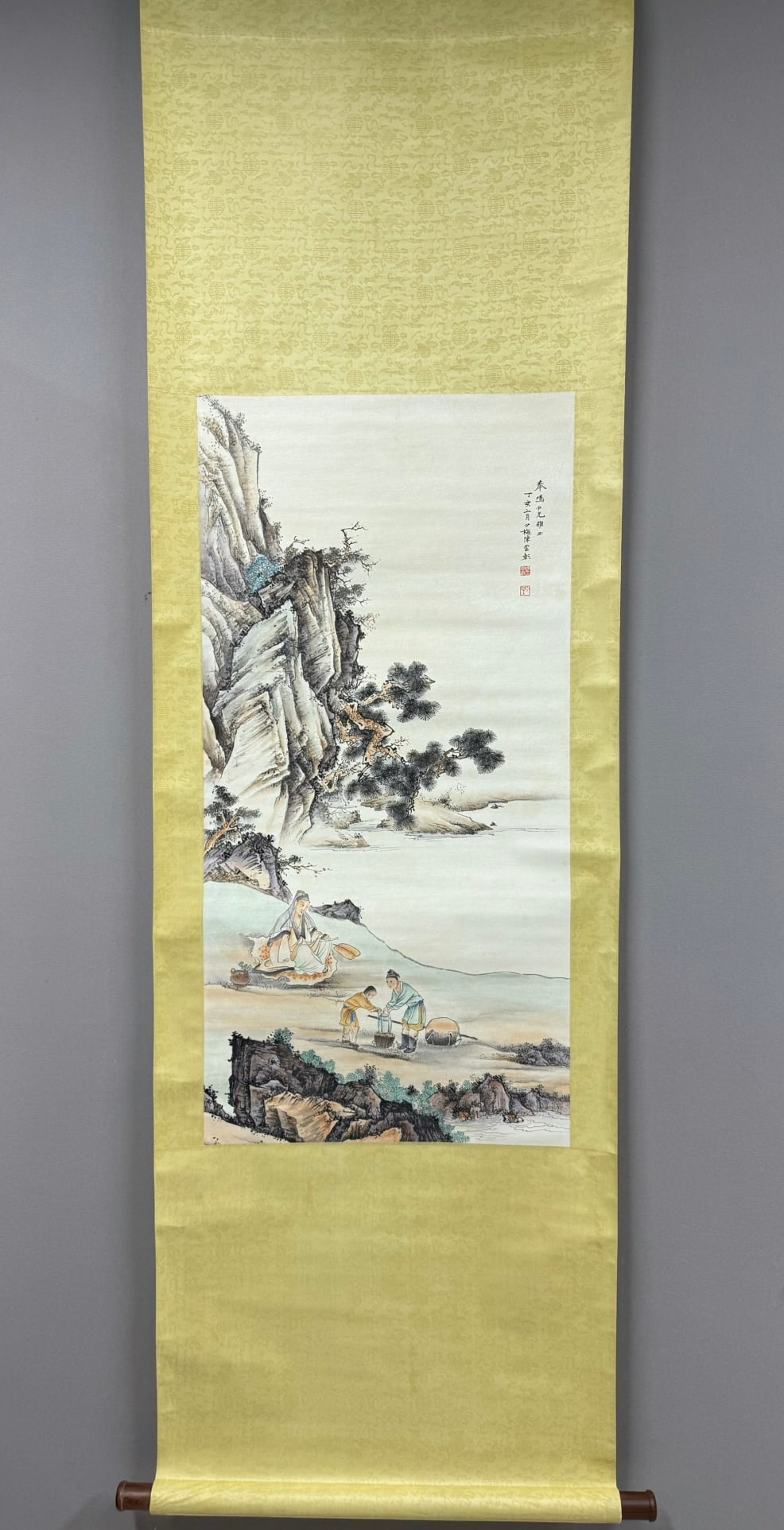 A landscape painting by Chen Shaomei: Chen Shaomei's landscape painting Size:99x49cm (The Dimensions Of All Batches Are Manually Measured.If You Need More Detailed Information, Please Contact Our Customer Service Before Bidding.)