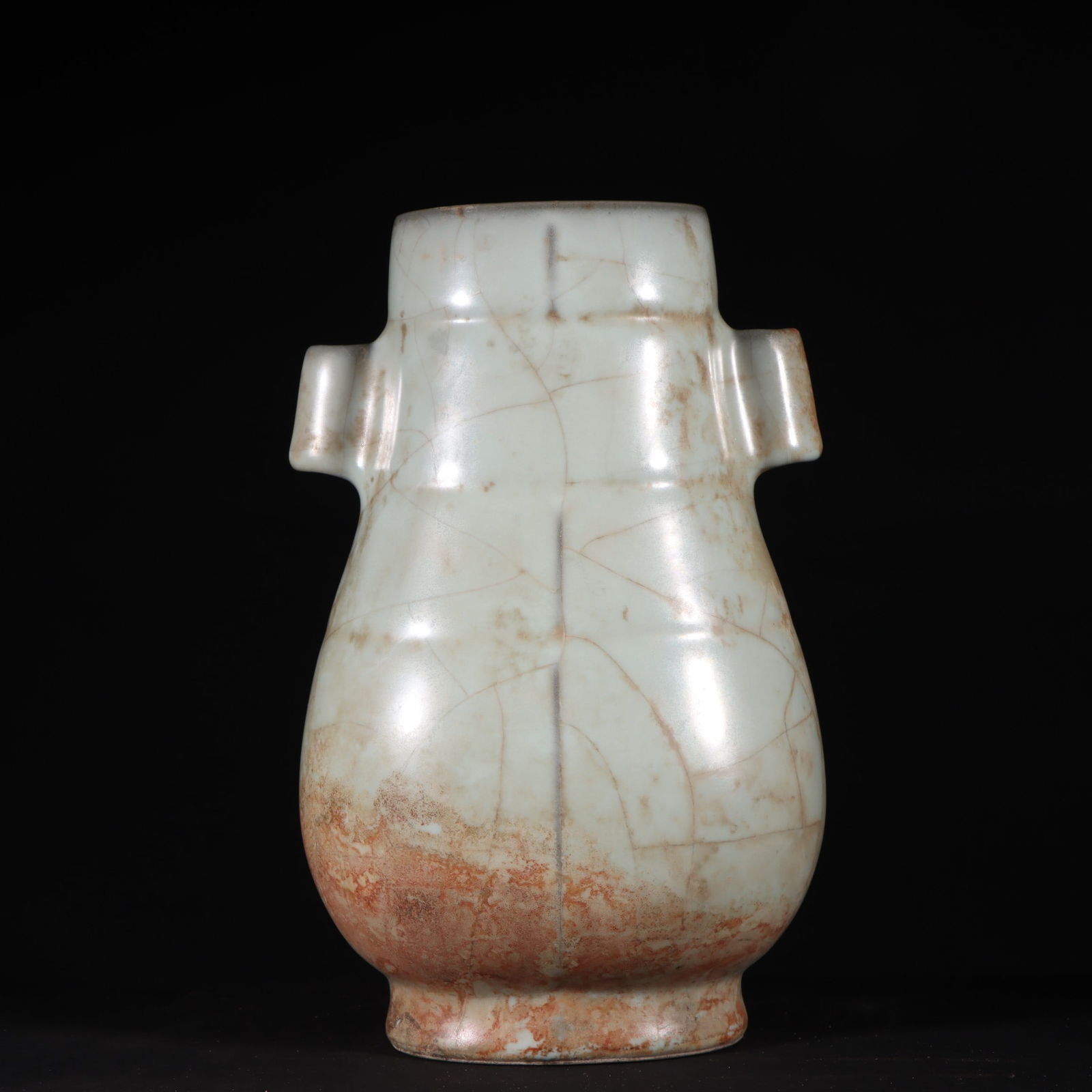A piercing bottle of the official kiln of the Song Dynasty: The ear bottle of the official kiln of the Song Dynasty Size:H:23cmW:14.5cm (The Dimensions Of All Batches Are Manually Measured.If You Need More Detailed Information, Please Contact Our Customer Serv