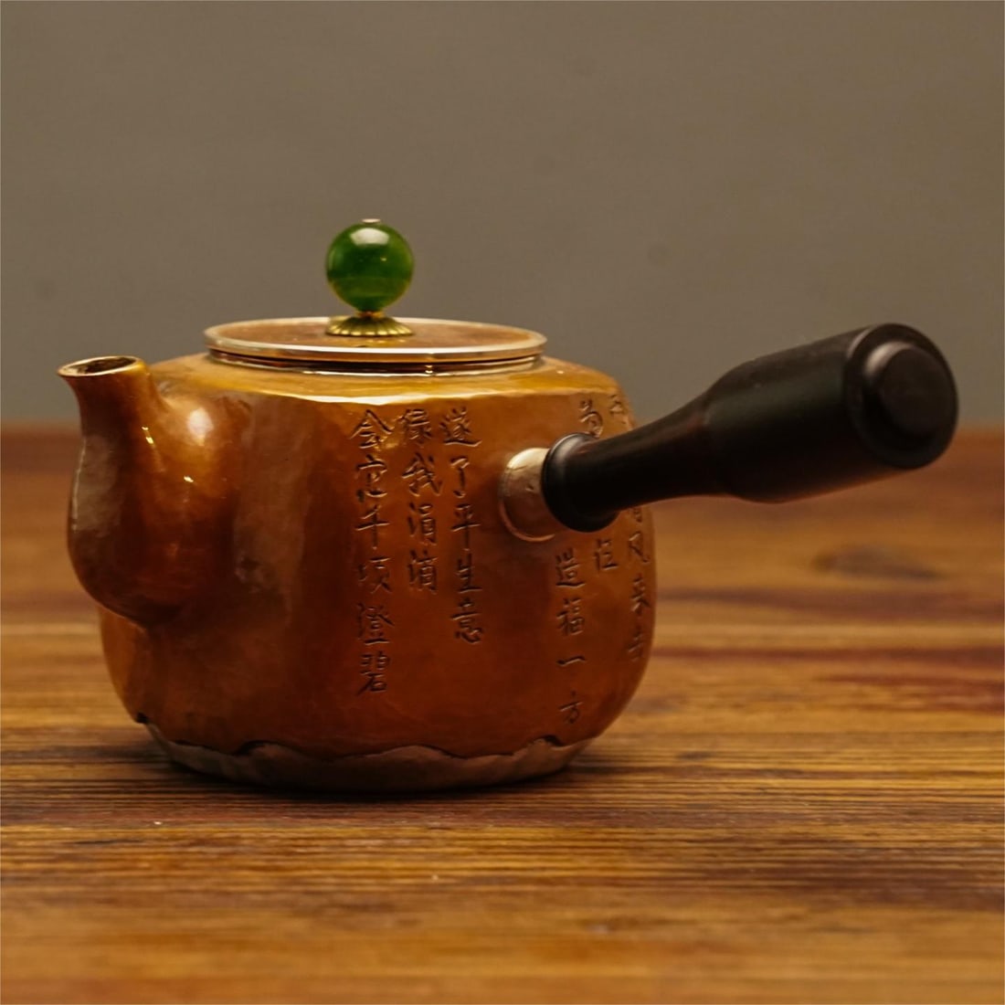 A fine Japanese copper-clad side-handle silver pot: Exquisite Japanese copper-clad side-handle silver pot Size:15×9cmW:340g (The Dimensions Of All Batches Are Manually Measured.If You Need More Detailed Information, Please Contact Our Customer Service