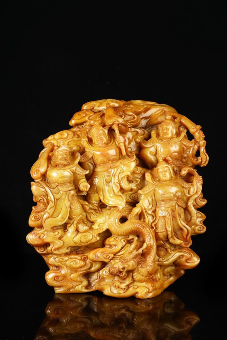 A beautiful Shoushan stone figure ornament - 4