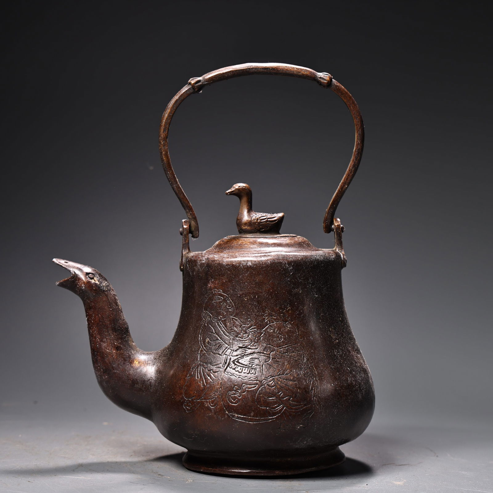 A fine pure copper full copper duckbill teapot wine pot (1 of 10)