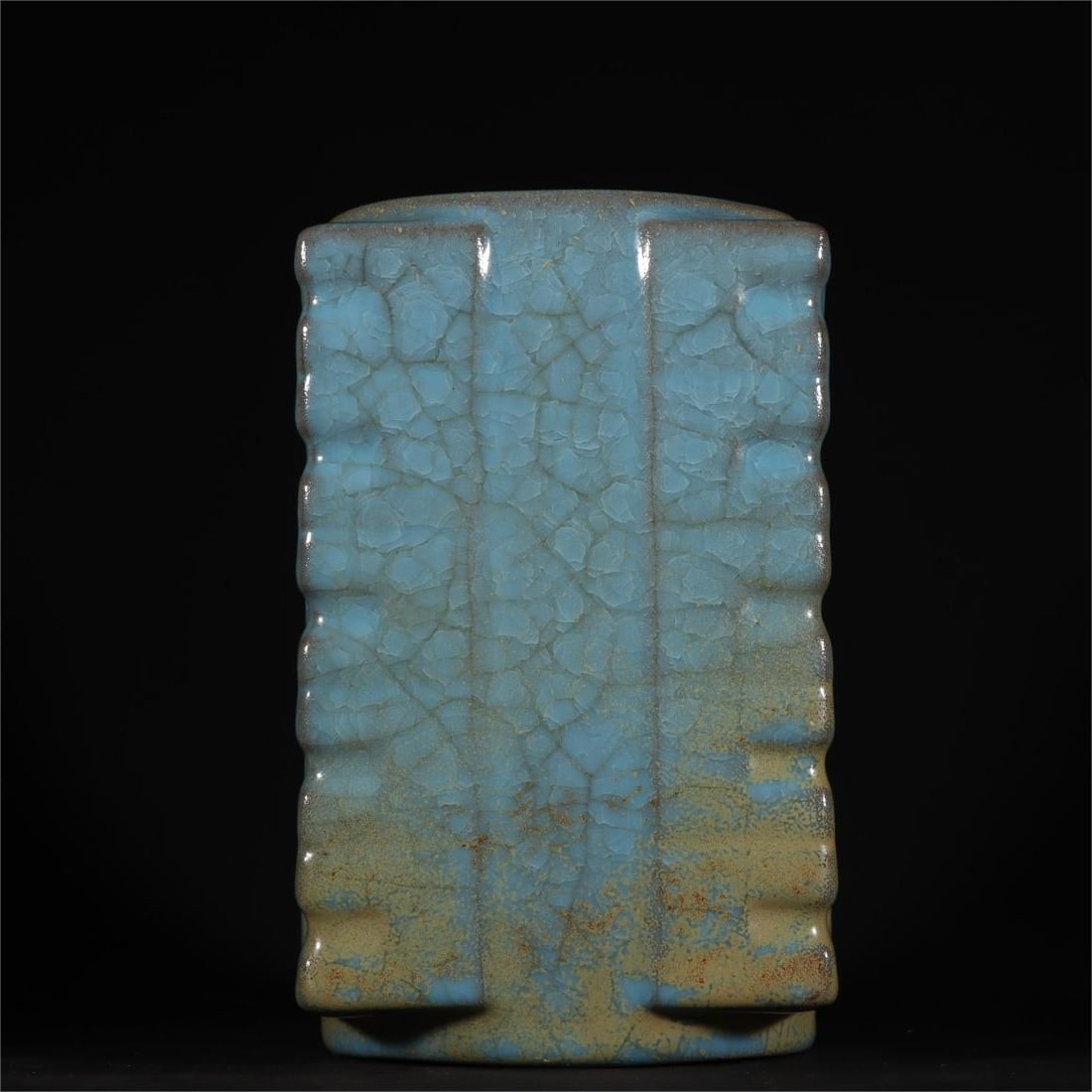 A sky-blue glazed ice crack cong-style bottle from the Ru kiln in the Song Dynasty (1 of 9)
