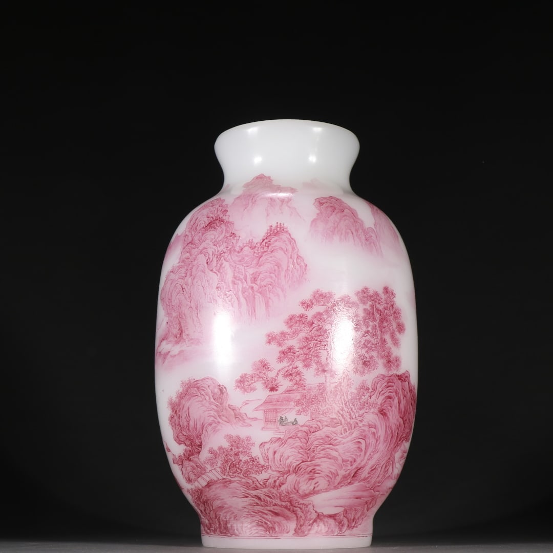 A Qing Dynasty material vessel painting enamel landscape landscape poetry vase (1 of 9)
