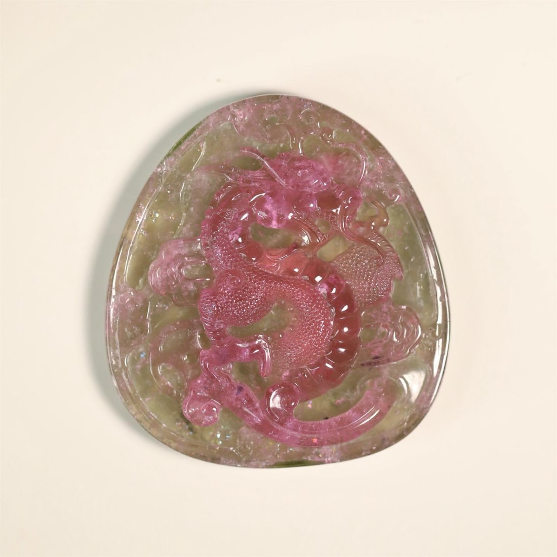 A beautiful watermelon two-color glue-free tourmaline dragon brand (1 of 2)